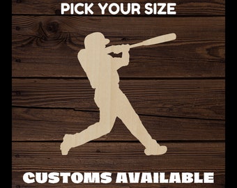 Baseball Sport Bat Softball Wood Cutout BULK Scrapbook Craft Baltic Birch Basswood Laser Cut Custom Cutout Shape 1/8" Wood Natural