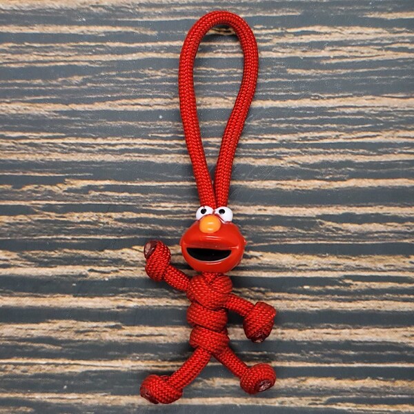 Marionnette Elmo Sesame Street rouge Paracord Buddy | Incroyablement paracorde | Porte-clés Paracord Pal, décoration de Noël, étiquette de bagage, accessoire pour clé