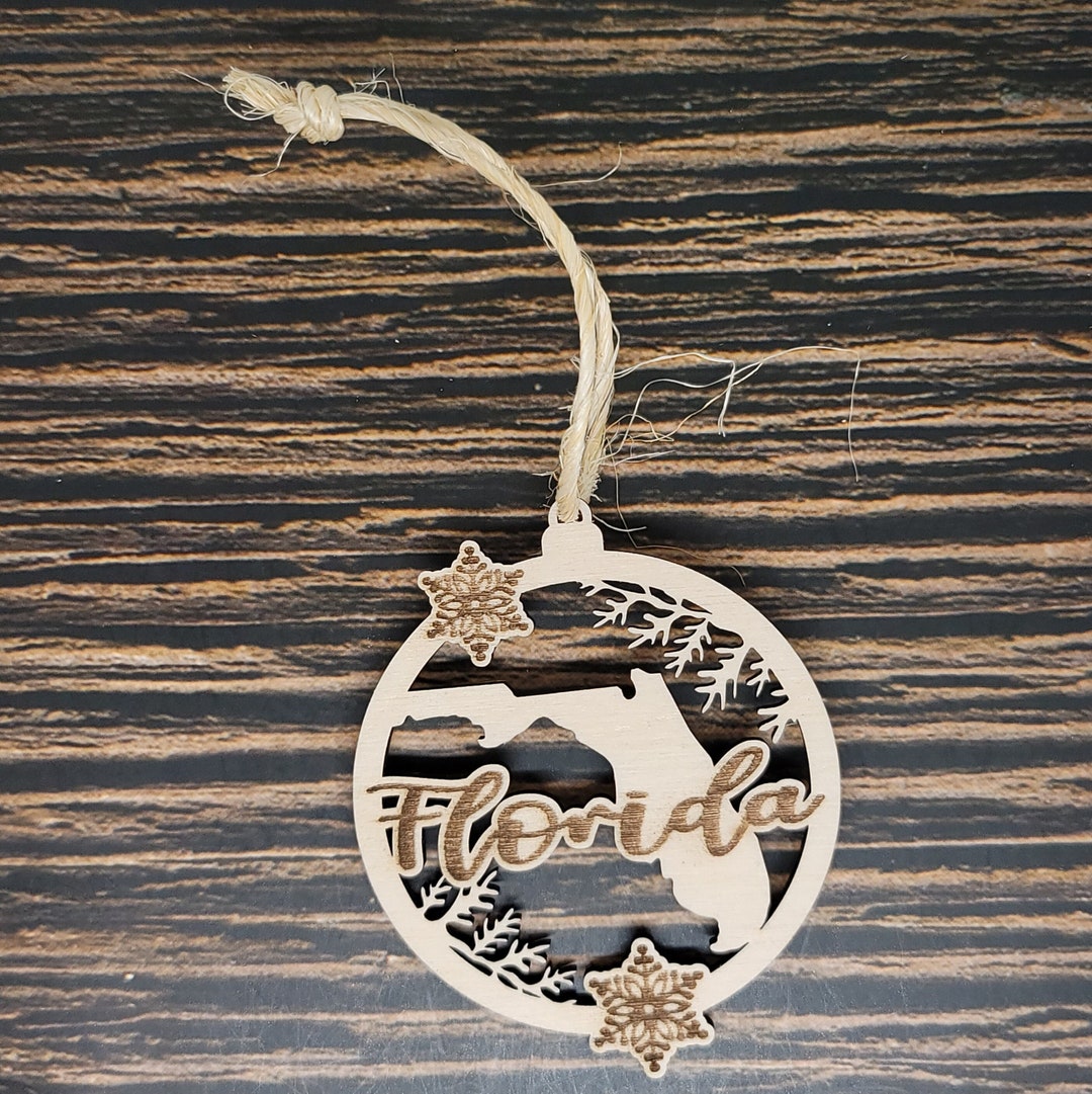 Florida Christmas Ornament 50 States Insanely Paracord Laser Engraved