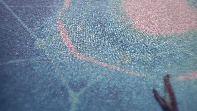 Pu&ograve; includere: Design tessile astratto dall'aspetto strutturato. La tavolozza dei colori comprende sfumature di blu, rosa e marrone. Il design presenta forme e linee organiche, creando un'estetica morbida e artistica.