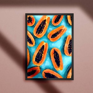 Papaya Wall Art, INSTANT DOWNLOAD, Papaya Print, Kitchen Print, Kitchen Wall Art, Fruits Wall Art, Fruits Print, Lemons Poster, Modern Art image 3