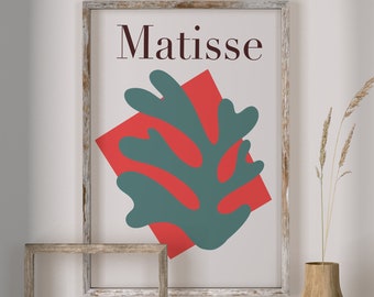 Matisse Poster, henri matisse muurkunst , Abstract koraal Poster, Pink Matisse Print, Matisse Printable, DIGITALE DOWNLOAD, Matisse illustratie