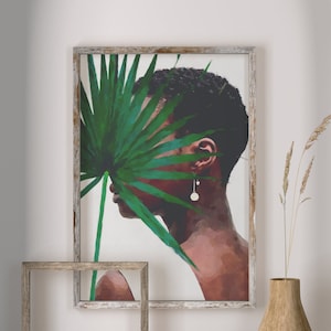 Black Woman Wall Art, Plant Lady DOWNLOAD, African Woman, Female Portrait Print, Woman Illustration, Black Girl Wall Art, Black Women Print