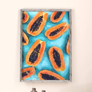 Papaya Wall Art, INSTANT DOWNLOAD, Papaya Print, Kitchen Print, Kitchen Wall Art, Fruits Wall Art, Fruits Print, Lemons Poster, Modern Art image 2
