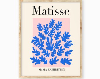 Blue Matisse Wall Art, pink poster, coral Poster, Mint Matisse Print, Matisse Printable, DIGITAL DOWNLOAD A2, Matisse illustration