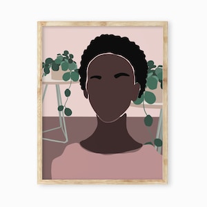 Crazy Plant Lady, Greenhouse Wall Art, Gardening Print, Woman Plants, Black Girl Wall Art, Black Women Print, Monstera Woman, Plant Girl