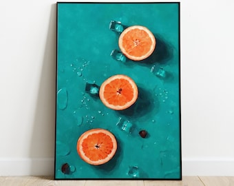 Lemon Kitchen Art, Kitchen Poster, Lemon Pic, Lemon Aquarell, Kitchen Wall Art, Fruit Illustration, Orange Print, Lemon Canvas, Pop Art A3