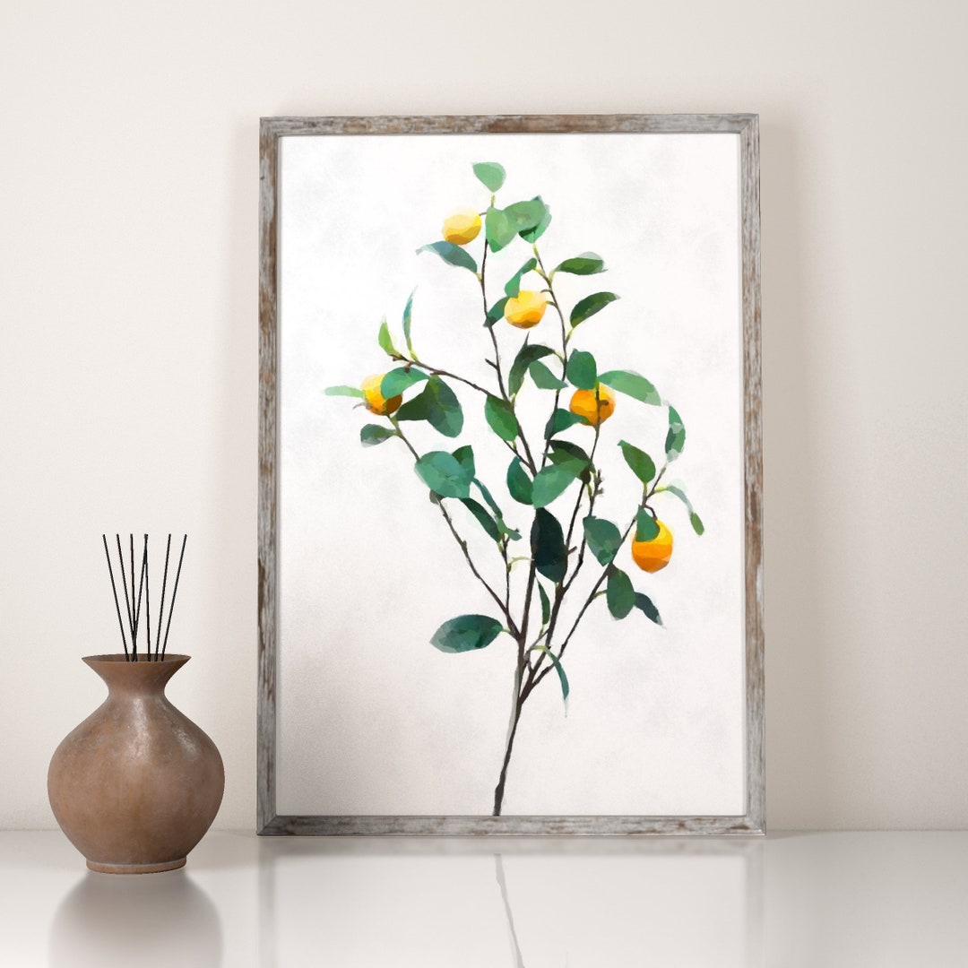 Lemon Tree Wall Art Lemon Branch Print Kitchen Lemon Print Etsy