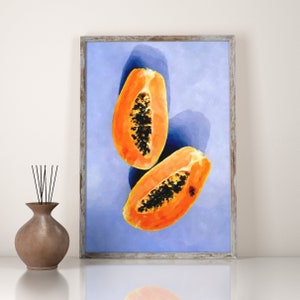 Papaya Wall Art, INSTANT DOWNLOAD, Papaya Print, Kitchen Print, Kitchen Wall Art, Fruits Wall Art, Fruits Print, Lemons Poster, Modern Art