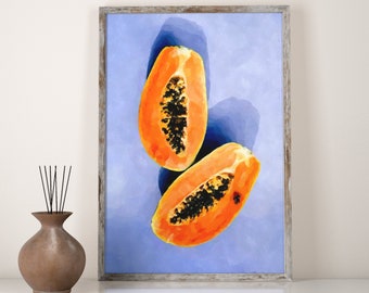 Papaya Wall Art, INSTANT DOWNLOAD, Papaya Print, Kitchen Print, Kitchen Wall Art, Fruits Wall Art, Fruits Print, Lemons Poster, Modern Art