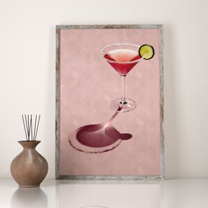 Cocktail Wall Art, INSTANT DOWNLOAD, Cocktail Print, Kitchen Print, Kitchen Wall Art, Pink Wall Art, Red Print, Cocktail Poster, Modern Art