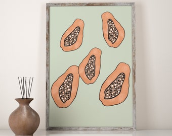 Papaya Wall Art, INSTANT DOWNLOAD, Papaya Print, Kitchen Print, Kitchen Wall Art, Fruits Wall Art, Fruits Print, Lemons Poster, Modern Art