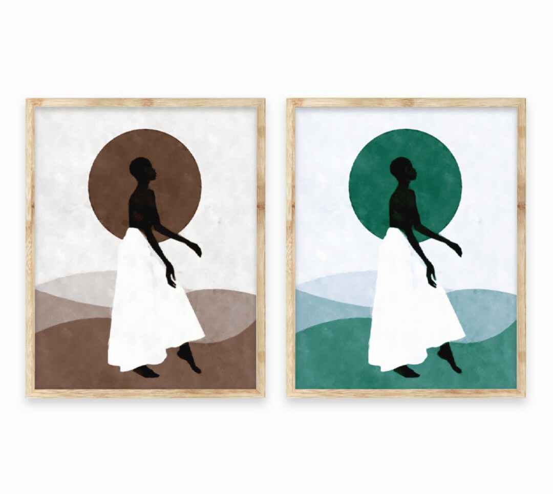 Black Woman Gallery Set, Wall Art Set Boho, African American Woman ...