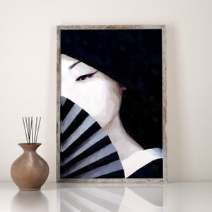 Geisha Wall Art, Japan Wall Art, INSTANT DOWNLOAD, Asian Art, Female Portrait Print, Geisha Illustration, Girl Wall Art, Japan Women Print,
