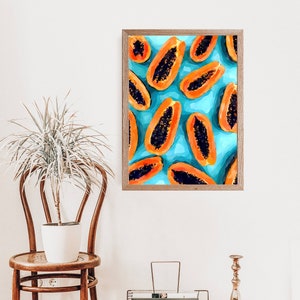 Papaya Wall Art, INSTANT DOWNLOAD, Papaya Print, Kitchen Print, Kitchen Wall Art, Fruits Wall Art, Fruits Print, Lemons Poster, Modern Art image 5