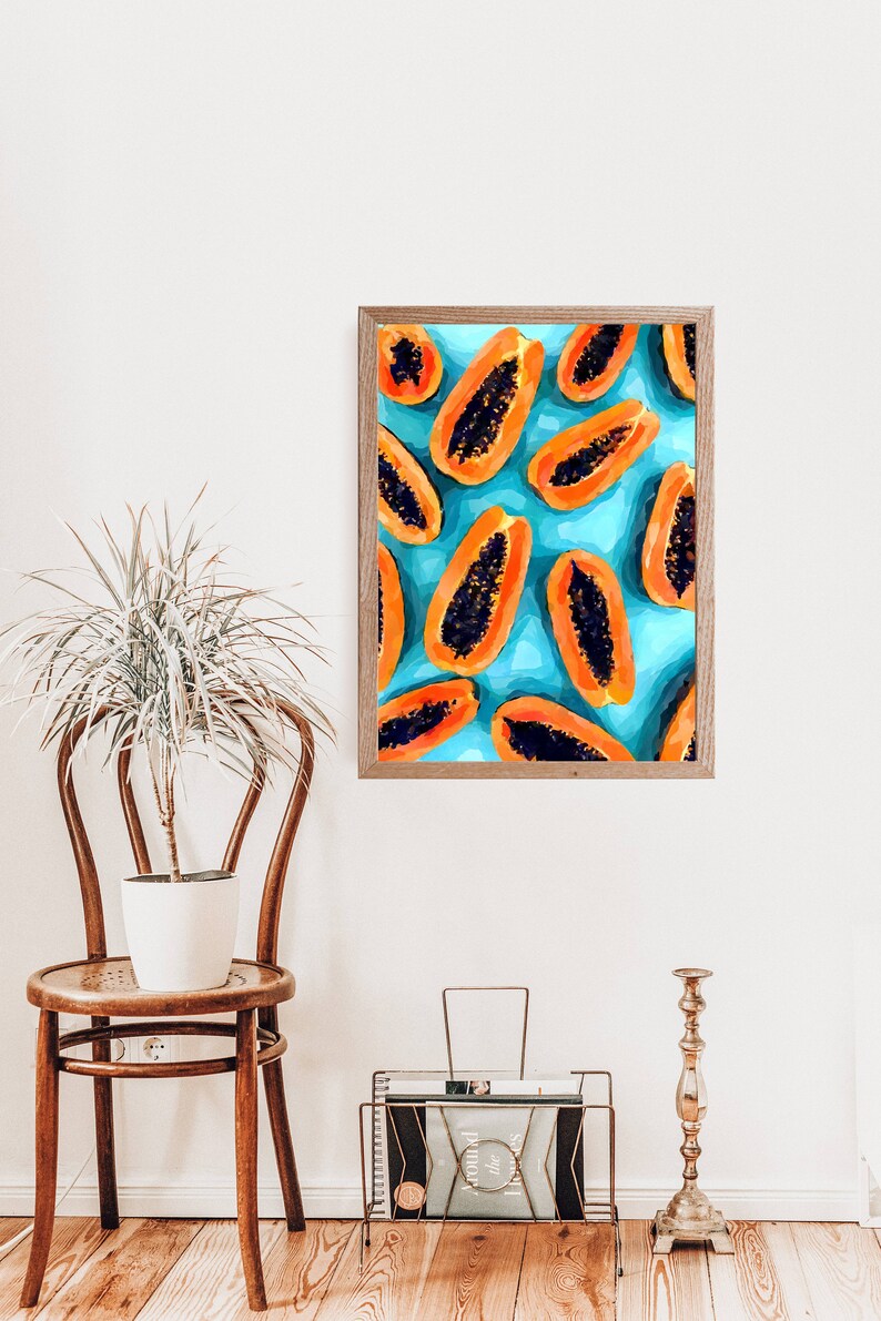 Papaya Wall Art, INSTANT DOWNLOAD, Papaya Print, Kitchen Print, Kitchen Wall Art, Fruits Wall Art, Fruits Print, Lemons Poster, Modern Art image 5