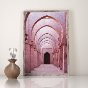 Minimalist Abstract Wall Art, Moroccan Art , Abstract Print, Red Architecture, Printable, Modern Art