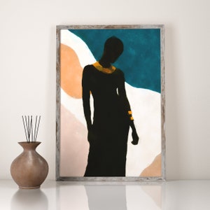 Black Woman Abstract Art, INSTANT DOWNLOAD, African Woman Art, Female Portrait Print, Woman Illustration,Wall Art, Black Women Print