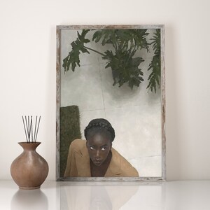 Black Woman Fashion wall Art, Monstera Picture, Fashion illustration, Black model Poster, Minimalist Woman Art, Boho Wand Dekor, Modern