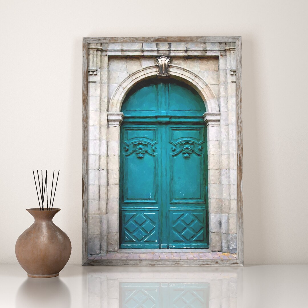 Paris Door Wall Art Blue Door Picture Aquarell Door Print Etsy