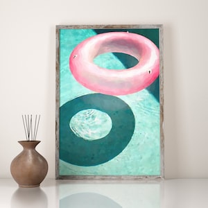 Pool Wall Art, Aquarell Summer Art, Aquarell Water, Summer Vibes, Beach Art, Swimming Pool Art, Pool Art, Pool Poster, Vacation Print, Blue