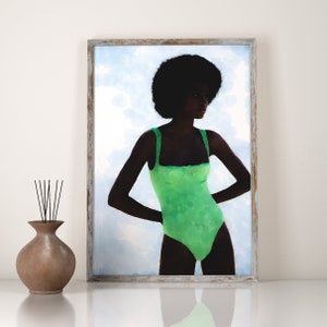 Black Woman Wall Art, INSTANT DOWNLOAD, African Woman Art, Female Portrait Print, Woman Illustration, Black Girl Wall Art, Black Women Print