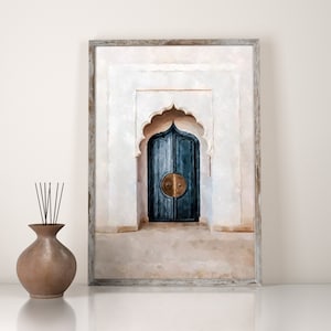 Boho Door Wall Art, INSTANT DOWNLOAD, Morccoan Door Art, Aquarell Door Print, Door Illustration, turquoise Door Print, Door Painting Picture
