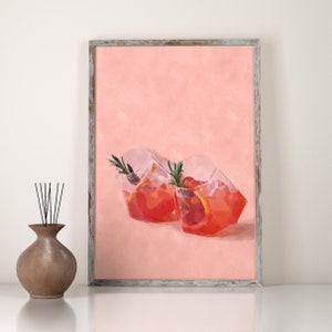 Cocktail Wall Art, INSTANT DOWNLOAD, Cocktail Print, Kitchen Print, Kitchen Wall Art, Lemon Wall Art, pink pic, Cocktail Poster, Modern Art