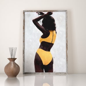 Beach Wall Art, Black Woman Art, African Woman Art, Female Portrait Print, Woman Illustration, Black Girl Wall Art, Black Women Print