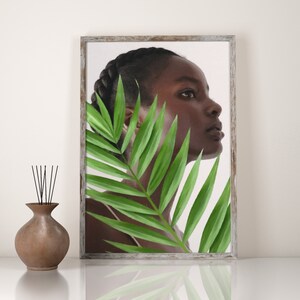 Black Woman Wall Art, INSTANT DOWNLOAD, African Woman Art, Female Portrait Print, Woman Illustration, Black Girl Wall Art, Black Women Print