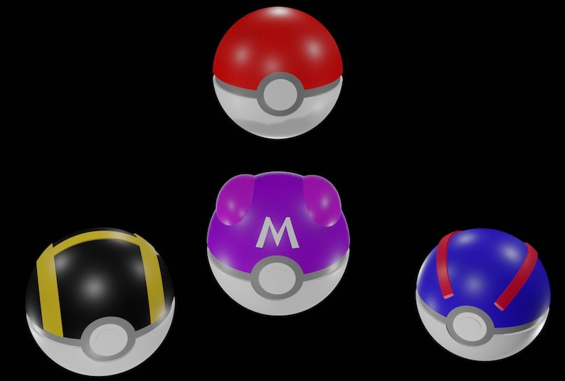 Pokemon Pokeball Bundle 3D Model STL File Etsy