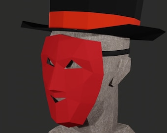 Magician costume DIY - PAPERCRAFT Mask PDF- diy masquerade template - Hat and Mask
