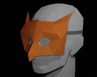 PAPERCRAFT MASK PDF- diy masquerade template -Simple Owl costume - low poly mask pattern