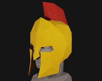PAPERCRAFT HELMET PDF- diy "Spartan" masquerade template - make your own card mask- roman helm - Gladiator costume