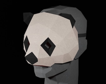 PAPERCRAFT MASK PDF- diy masquerade template - panda bear costume