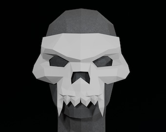 Skull PAPERCRAFT MASK PDF Template- 3D masquerade costume for Halloween- scary mask