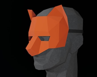 Sexy Fox PAPERCRAFT MASK PDF Template- 3D masquerade costume for Halloween