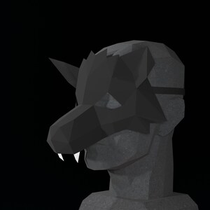 PAPERCRAFT MASK PDF Template- 3D Maskerade Kostüm für Halloween- Wolf Maske- gruselige Hunde Maske