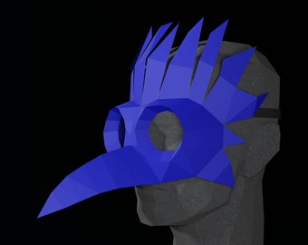 PAPERCRAFT MASK PDF Template- 3D masquerade costume for Halloween- Steampunk Bird mask