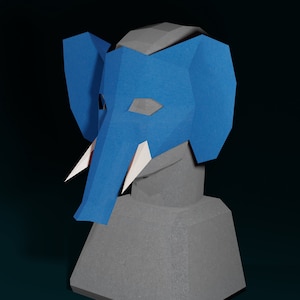 MÁSCARA DE PAPERCRAFT PDF- Plantilla de mascarada diy - Disfraz de elefante