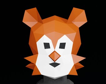 PAPERCRAFT MASK PDF Template- 3D masquerade costume for Halloween- Toon bear mask
