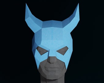 PAPERCRAFT MASK PDF- diy masquerade template -  Superhero horned mask pattern
