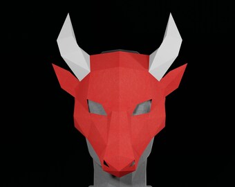 PAPERCRAFT MASK PDF- diy masquerade template - Bull costume