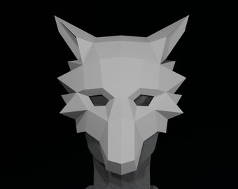 PAPERCRAFT MASK PDF Template- 3D masquerade costume for Halloween- Wolf mask