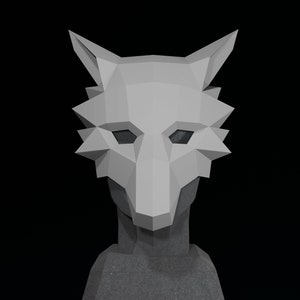 PAPERCRAFT MASK PDF-sjabloon - 3D maskeradekostuum voor Halloween - Wolfmasker