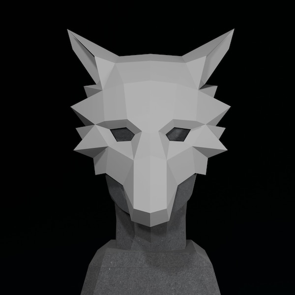 PAPERCRAFT MASK Modèle PDF - Costume de mascarade 3D pour Halloween - Masque de loup