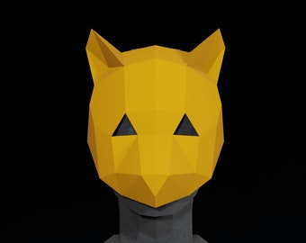 CAT PAPERCRAFT MASK- kitten diy masquerade- costume template for halloween