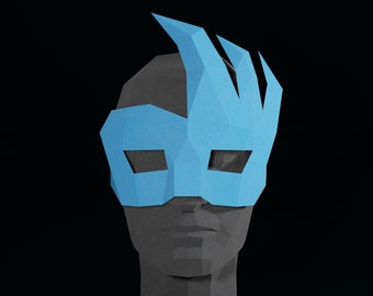 PAPERCRAFT MASK PDF- diy masquerade template - Carnival asymmetrical half mask