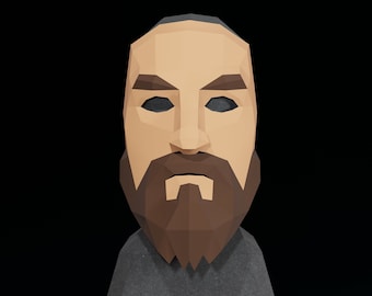 PAPERCRAFT MASK- 3D human face - beard mask- DIY masquerade costume for halloween