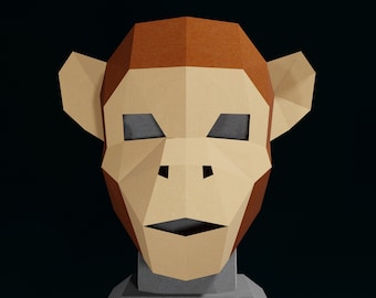 PAPERCRAFT MASK PDF- diy masquerade template - monkey costume